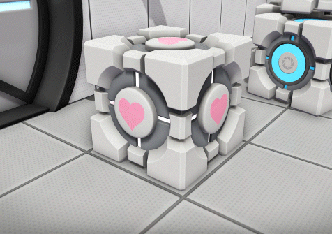gif of a companion cube